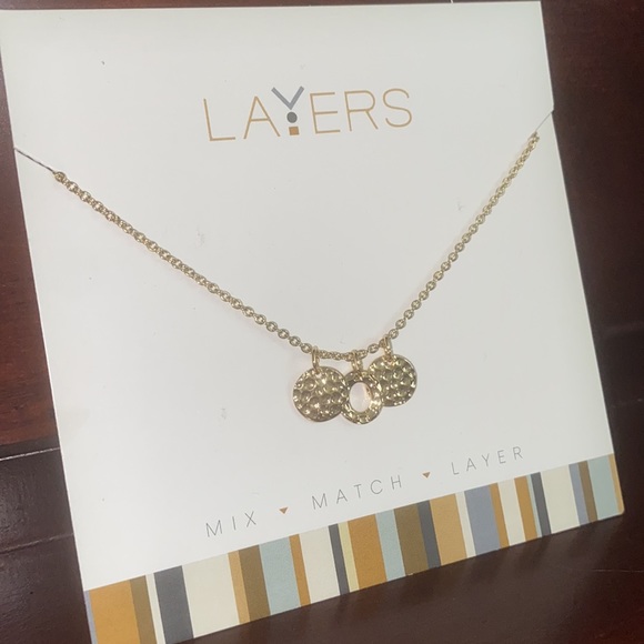 Brand New - Three Textured Circle necklace in Gold - Drawstring Adjuster - Picture 4 of 11